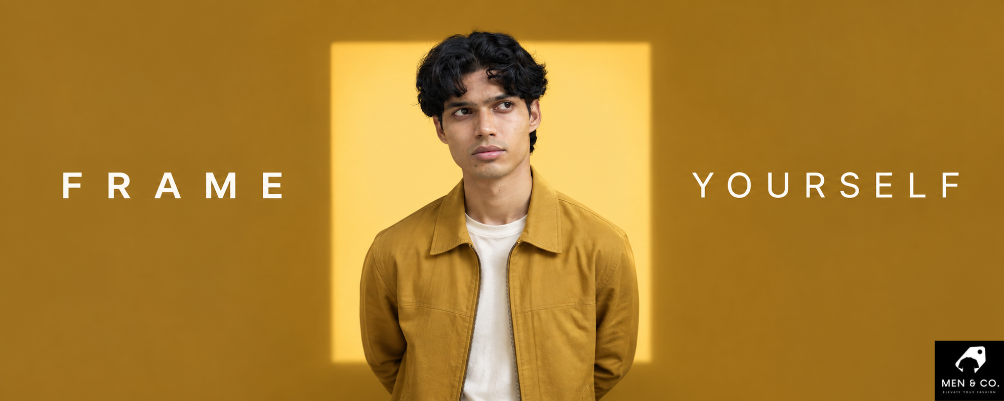 Frame Yourself - tailored mustard jacket over a plain tee.