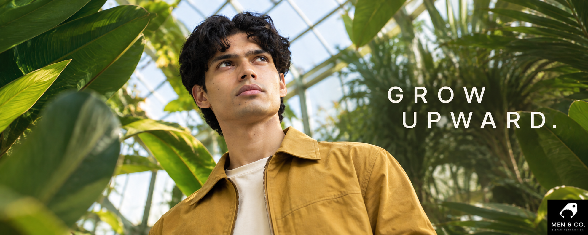Grow Upward - mustard jacket look styled outdoors.
